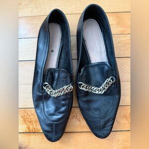Zara Black Loafers with silver chain